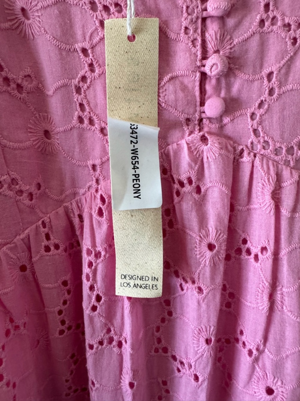 Saltwater LUXE Amalia Midi Dress Pink Eyelet Embroidered Cotton Sundress S NWT - Picture 11 of 11